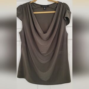 WHBM Olive Green Sleeveless Blouse with Weighted Collar